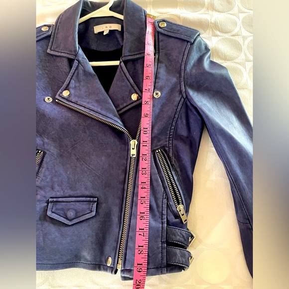 IRO ASHVILLE Cobalt Blue Lamb Leather Biker Moro Jacket zippers & buckles Sz 34 - Picture 9 of 12